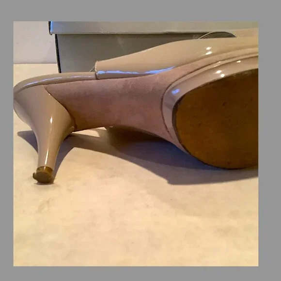 Nine West Beige Patent leather Peep-toe Slingback sandals - Picture 12 of 14